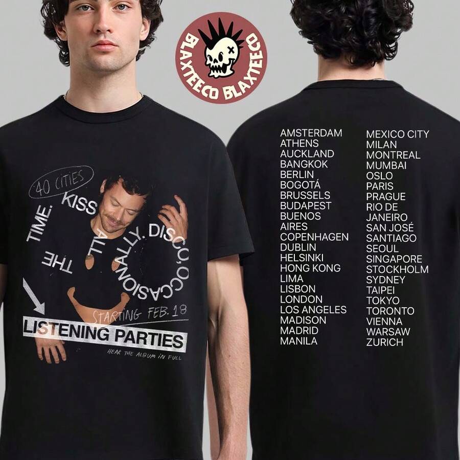 T-shirt unisexe double face Harry Style 2026 - Noir - Voir 1
