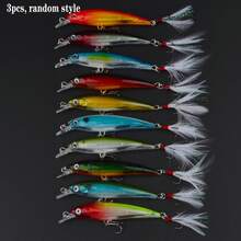 1pc 3D Bio-Mimetic Artificial Feather Sinking Minnow Lure With Laser Eyes, High-Pitch Hook Hard Bait For Outdoor Fishing - Multicolor - View 16