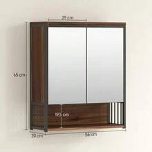 Wall-Mounted Bathroom Cabinet With Mirror, Made Of MDF And Particleboard, Brown - 棕色 - 查看 3