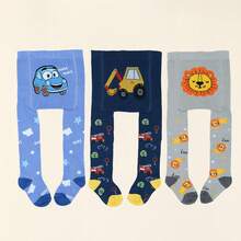 3pcs Boys Cartoon Animal & Car Pattern Bodysuits, Cute Animal Car & Excavator Design, Breathable & Comfortable, Suitable For All Seasons Daily Wear - Multicolor - View 8