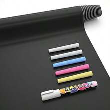 Chalkboard Contact Paper Roll, 17.7" X 78.7" 6.5 Feet Self Adhesive Blackboard Wallpaper, Chalk Paper Classroom Decor Sticker With 1 Marker And 5 Chalk For Home Office School Teacher Suppliers - Black/White - View 8