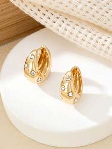 1 Pair Exquisite 8-Point Star Earrings, Polished Metal Water Drop Hoop Earrings, French High-End Design, Openable And Closable Ear Studs, Suitable For Women's Daily Wear - Earrings - View 5