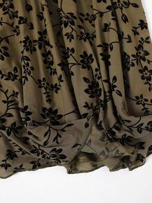 EARO Women's Long Green Printed Skirt, Elastic Waist Design, Casual Non-Stretch Fabric - Army Green - View 10