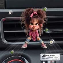 Cute Little Girl Car Air Vent Decor - Angry Girl - View 4