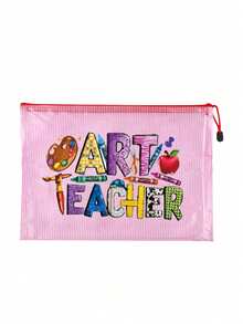 Stationery Pattern Storage Bag, Teacher & Student Multifunctional Makeup Bag, Clips, Headbands, Red Air Cushion Portable Storage Bag, Makeup Bag, Skincare Bag, Travel Essentials, Dorm Supplies, Bathroom Supplies, Jewelry Storage, Lipstick & Cosmetics Storage Bag, School Supplies Bag, Holiday Makeup Bag, Cosmetics Storage, Wedding Bride Gift, Mother's Gift, Birthday Gift, Friend & Teacher Gift - Multicolor - View 15