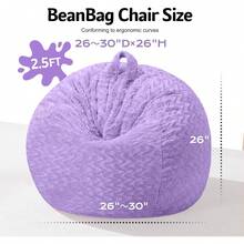 2-Leg Bean Bag Chair, Giant Bean Bag Chairs For Adults, Large Bean Bag Chairs With Memory Foam Filling, Large Bean Bag Chairs With Plush Cover - Gray - 紫色 - 查看 2