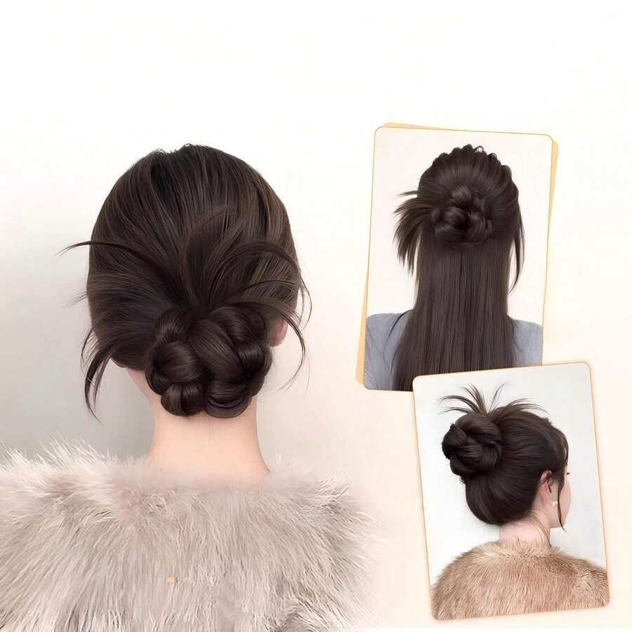 1pc Synthetic Hair Clip, Heat Resistant Hair Clip, Bun Styling - Multicolor - View 1