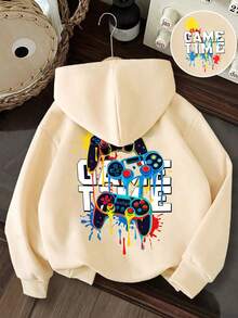 Sudadera cálida con estampado de consola de juegos para niño preadolescente - Albaricoque - Ver 1