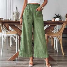 Pantalones Casuales de Moda para Mujer, Color Sólido, Estilo Europeo y Americano 2026 - Verde matcha - Ver 4