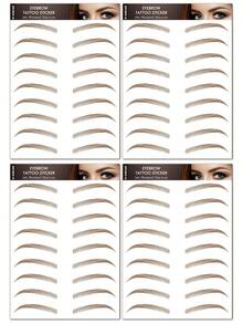 4pcs Brown Eyebrow Temporary Tattoo Stickers, Waterproof Long-Lasting Realistic, Suitable For Different Women's Makeup Looks, Natural-Looking Fake Eyebrow Tattoo Stickers - Brown - View 12