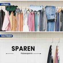 Zwei mehrlagige, faltbare Kleiderbügel aus Kunststoff und Edelstahl, Aufbewahrungsgestelle mit mehreren Fächern für Jeans, Hosen und Schals im Kleiderschrank - Silber - Übersicht 3