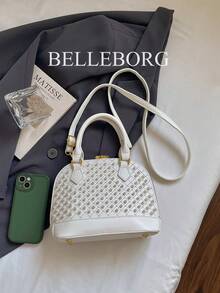 Graphic Print Shell Handbag - White - View 6