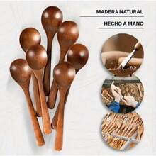 Ensemble de petites cuillères en bois – 5,8 pouces, en bois dur, pour thé, miel, café, ustensiles de cuisine en bambou - Voir 4
