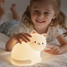 GLOOPRO Children's Cat Night Light, 7 RGB Cyclic Colors, 3-Level Adjustable Soft Lighting, 30 Minute Timer, USB Rechargeable, Suitable For Boys And Girls To Sleep In, Children's Room Decoration Gift - Seven-color Kitten Night Light - View 7