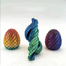 2pcs 3D Printed Movable Dragon Scale Dragon Egg Stress Relief Building Block Ornament, Multi-Color Gradient, Expandable, Assembleable Fingertip Toy, Stress Relief Healing Desktop Decor For Adults And Students, Creative Birthday And Holiday Gift - Multicolor - View 6