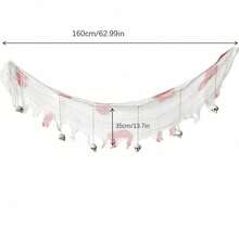 Halloween Banner, Bloody Gauze Skull Banner Haunted House Party Favor Photo Props For Photoshoot - Grey - View 8