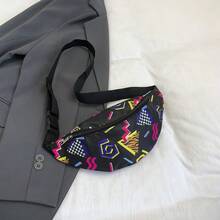 Vintage Colorblock Graffiti Waist Bag, Youth Versatile Crossbody Bag, Outdoor Cycling Walking Portable Storage Small Bag - A - View 7