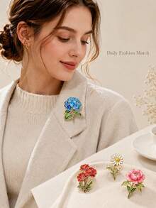 1 pezzo Spilla floreale in smalto raffinata e multi-stile, elegante spilla da donna con vari disegni floreali, accessorio per abbigliamento con estetica naturale, adatto per giacca da completo, camicia, abito, maglione, sciarpa, cappello, decorazione di borse e regalo per le vacanze - Multicolore - Visualizzare 6
