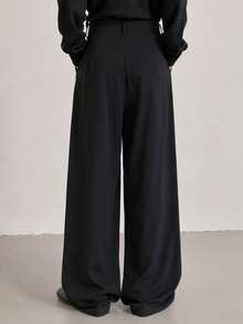 HEYKESON Men's Pleated Wide Leg Suit Pants, Drapey Loose Fit Casual Dress Trousers With Side Pockets - Black - View 5