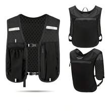 Running Water Bottle Storage Vest, Reflective Hydration Backpack Outdoor Hiking Vest Bag, Sports Water Bladder Backpack Hiking Bag Large Capacity Sports Hiking Camping Travel Lightweight Multi-Pocket Unisex, Suitable For Marathon Running Cycling Hiking, Adjustable Multi-Compartment - Multicolor - View 16
