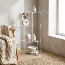 1Pc 4-Tier Acrylic Floor Standing Bookshelf, Clear Modern Display Rack For Living Room, Aesthetic Minimalist Corner Plant Stand, Multi-Layer Storage Organizer For Books, Perfume, Decor, Perfect For Home Decor - Transparent - View 2