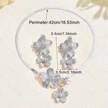 3pcs/Set European & American Vintage Elegant Floral Pendant OT Clasp Necklace & Earrings Jewelry Set For Women - Suitable For Daily Wear, Party, Wedding, Valentine's Day, Mother's Day, Thanksgiving And Birthday Gifts For Friends, Partners, Mothers And Elders - Silver - View 3