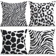 4pcs/1pc Black & White Animal Texture Pattern Pillow Covers, Single-Sided Printed Pillow Covers, Suitable For Living Room, Bedroom, Home Decor, All-Season Pillow Covers - Multicolor - View 2
