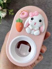 1pc Automatic Toothpaste Dispenser 3D Rabbit Cartoon Adhesive Bathroom Accessory Toothpaste Holder Wall-Mounted Drill-Free Toothpaste Squeezer Suitable For Bathroom Christmas/Halloween Gift! - A - View 9