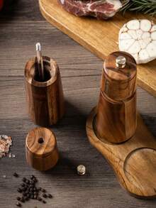 Bộ 1/2/3 Máy xay tiêu thủ công, Máy xay tiêu bằng gỗ dùng trong gia đình, Máy xay tiêu đen cho nhà hàng, Máy xay muối biển - màu nâu - Xem 6