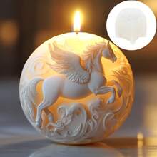 Steed Wings Flying Horse Spherical Candle Silicone Mold Flying Horse 3D Spherical Candle Silicone Mold Running Flying Horse Resin Gypsum Mold Decorative Gift Handicraft Mold - A-White - View 1