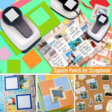 3pcs Paper Hole Punch Set, Hole Diameter 1.9 Inch (48mm), 1.5 Inch (38mm), 0.7 Inch (18mm), Square Hole Shape, Suitable For DIY Photo Paper Crafts, Scrapbooking, Student Daily Use, Portable And Easy To Use - 3pcs Square Paper Hole Puncher Set - View 6