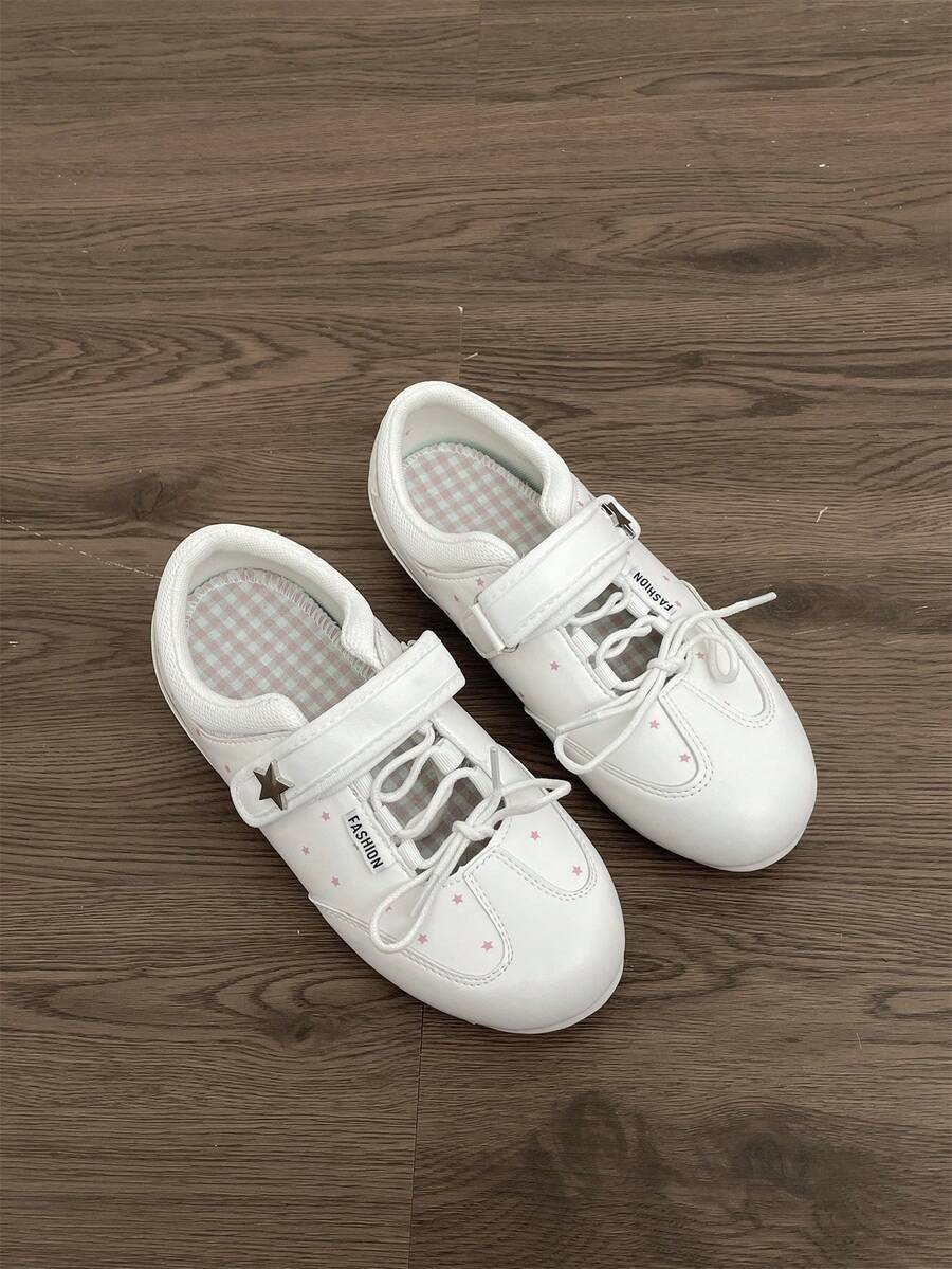 NZNF Premium Flat German Training Shoes For Women, New Autumn Style, Versatile Sports Shoes To Match With Skirts - White - View 1