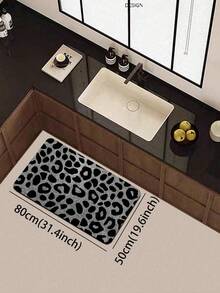 1pc Premium Gray Leopard Print Kitchen Anti-Slip Mat 3.5mm, Cuttable, Absorbent Anti-Fatigue Diatomaceous Earth Floor Mat, Bathroom Floor Mat, Hallway Small Rug, Kitchen, Bathroom, Entryway, Living Room, Outdoor Garden, Indoor Mat - View 17