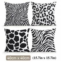 4pcs/1pc Black & White Animal Texture Pattern Pillow Covers, Single-Sided Printed Pillow Covers, Suitable For Living Room, Bedroom, Home Decor, All-Season Pillow Covers - Multicolor - View 13
