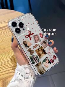 1pc DIY 6-Photo Red Bow Cherry Small Panda Cat Heart Background Pattern Ultra-Thin Transparent TPU Phone Case, Suitable For IPhone 17 Pro Max/16 Pro/15 Pro/14 Plus/13 Pro/12 Pro Max/11/Xs Max/8/7/6 Plus, Premium Business, Best Gift For Leaders, Friends, Father, Mother, Boyfriend, Girlfriend - Clear - View 7