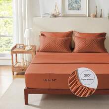 Zzlpp - 7 Piece Complete Duvet Set, Cream Tufted Bed In A Bag With Duvet And Sheets, All Season Boho Bedding Set With 1 Duvet, 2 Decorative Pillowcases, 2 - 焦橙色 - 查看 7
