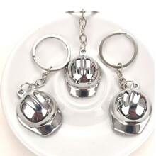 3pcs Minimalist Engineering Hat Keychain, Fashionable Personalized Alloy Simulated Safety Helmet Car Bag Pendant, Daily Wear, Holiday Gift For Friends And Family - Silver - View 1