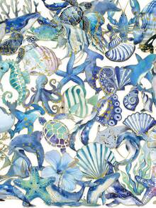 50pcs Ocean Creature Stickers With Gold Foil, Suitable For Laptop, Scrapbook, Journal, Water Bottle, Guitar, Helmet And Other DIY Decorations - 1 Set - View 12