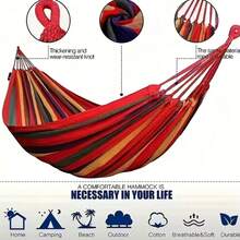 Durable Canvas Patio Hammock - Portable Outdoor Camping Summer Set, Portable Outdoor Hammock - A - View 4
