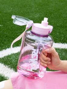1pc 1600ml Plastic Water Bottle With Straw, Large Capacity Reusable Water Bottle With Handle And Leak-Proof Lid, Suitable For All-Day Hydration, Fitness And Outdoor Use, Gift Set - Baby Pink - View 1