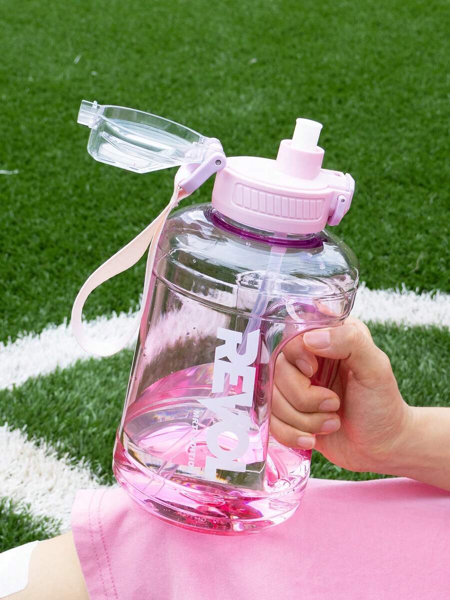 1pc 1600ml Plastic Water Bottle With Straw, Large Capacity Reusable Water Bottle With Handle And Leak-Proof Lid, Suitable For All-Day Hydration, Fitness And Outdoor Use, Gift Set - Baby Pink - View 1