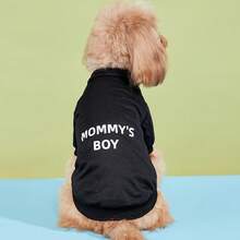 1件 春/秋季時尚字母印花套頭衛衣 適合小型犬與中型犬的寵物衣服 - 黑色 - 查看 1
