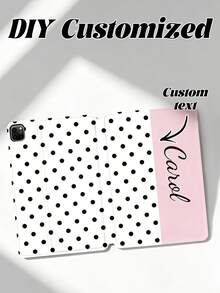 Custom Polka Dot Leather Protective Case, Suitable For Pro 13 Air 13 Models, Personalized Gift For Couples, Families And Pets, Custom Tablet Protective Case With Wallet Card Slot And Pen Slot, Durable Protective Cover - White - View 1