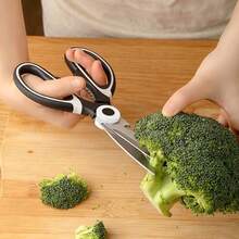 Multifunctional Stainless Steel Kitchen Scissors With Protective Cover, Dual-Use For Home And Commercial, Non-Slip Effort-Saving Culinary Shears For Vegetables, BBQ Meat, Baking Ingredients - Black - View 7