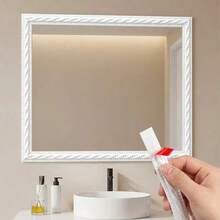 1m/3 Meters Self-Adhesive Decorative Soft Line Trim, Faux Plaster Picture Frame Border, Self-Adhesive Soft Line Ceiling Baseboard Gap Filler, 3D Molded Line Strip (12mm) - A - View 3