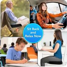 Memory Foam Support Seat Cushion And Backrest Set, Extra Large And Thick, Relieves Lower Back Pressure, Comfortable Hip Cushion, Office Chair Pad, Car Seat Booster Pad, Suitable For Home Office Seat And Backrest - Multicolor - View 9