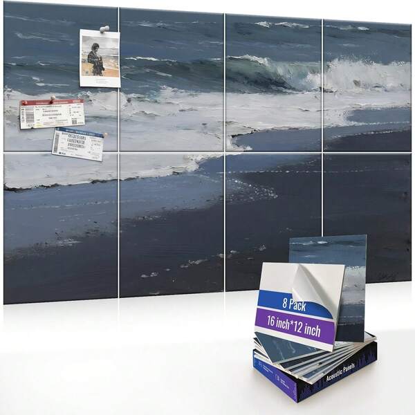 8pcs Self Adhesive Sound Absorbing Acoustic Wall Panels Calm Waves Decorative Art For Home Office Studio
