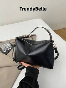 Bolso de mano de moda de unicolor para mujer, bolso de hombro, bolso bandolera - Negro - Ver 4