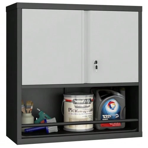 Tall 2-Door Metal Storage Cabinet With Adjustable Shelves, Steel Kitchen Cabinet For Kitchen, Living Room, Dining Room And Office - 黑色 - 查看 1