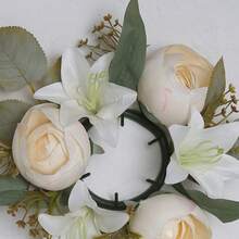 1pc/2pcs Wedding Candle Holder Garland Artificial Rose Candle Ring Wedding Table Decor Silk Candle Home Centerpiece Party Decoration Gift Birthday Graduation - View 8